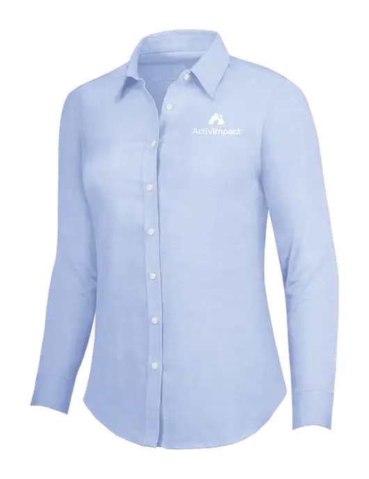 Light Blue Womens SuperPro Oxford Shirt w/ActivImpact Logo