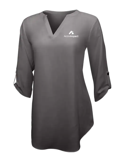 Dark Grey Womens 3/4 Sleeve Tunic Blouse w/ActivImpact Logo