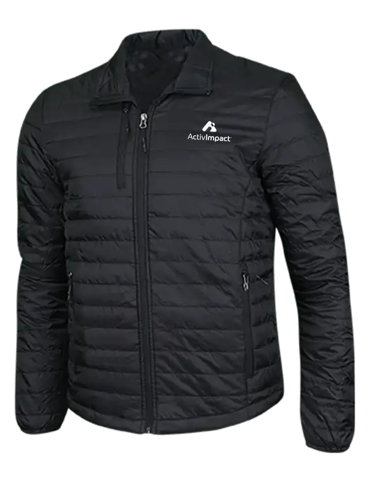Deep Black Puffy Packable Jacket w/ActivImpact Logo