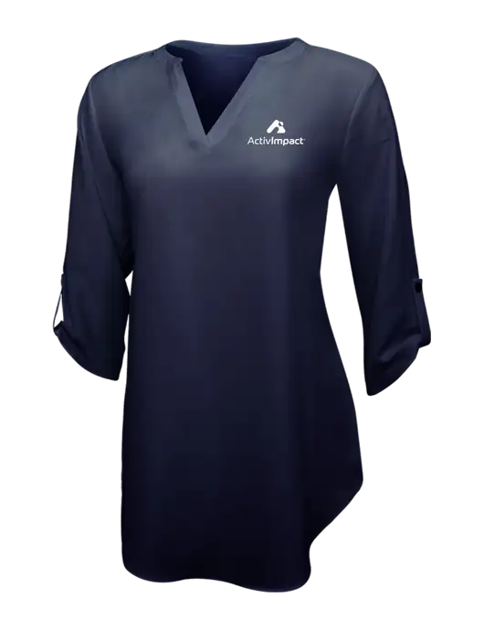 Navy Womens 3/4 Sleeve Tunic Blouse w/ActivImpact Logo