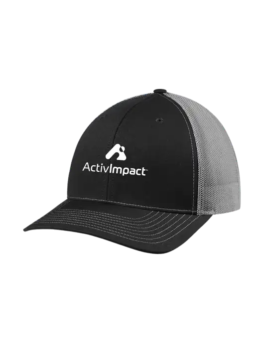 Richardson Adjustable Snapback Original 112 Trucker Cap Black w/Charcoal Mesh w/ActivImpact Logo
