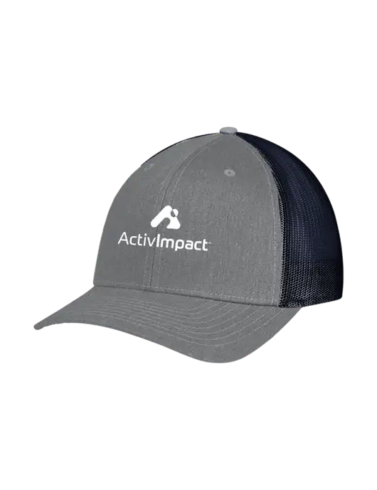 Richardson Adjustable Snapback Original 112 Trucker Cap Heather Grey w/Navy Mesh w/ActivImpact Logo
