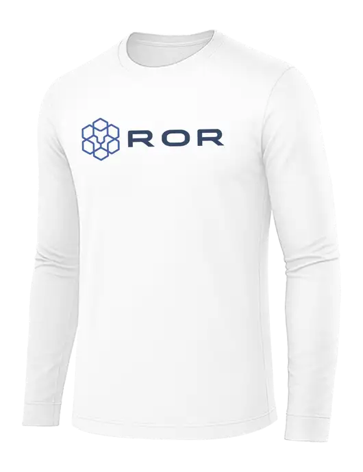 Long Sleeve White PosiCharge Competitor Tee w/ROR Logo