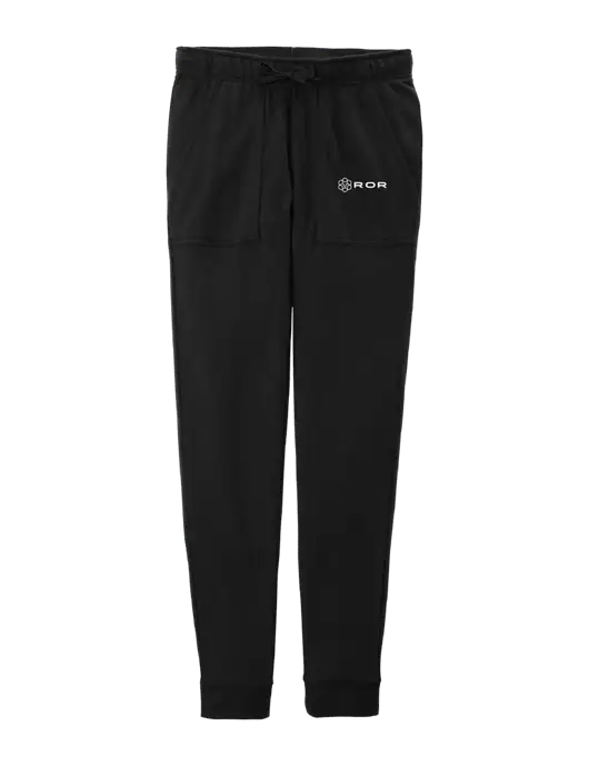 Womens Posicharge Tri-blend Wicking Black Triad Solid Fleece Jogger w/ROR Logo