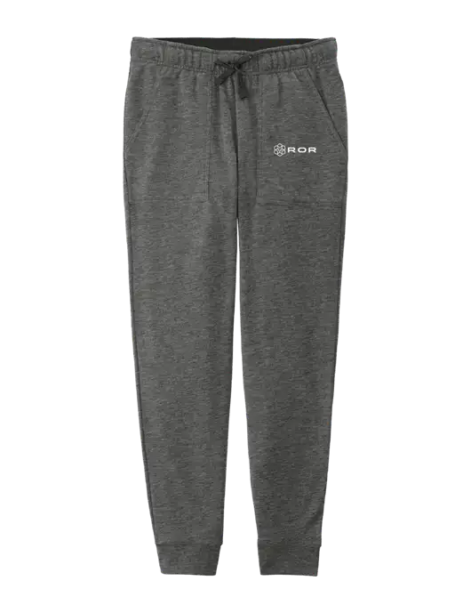 Womens Posicharge Tri-blend Wicking Dark Grey Heather Triad Solid Fleece Jogger w/ROR Logo
