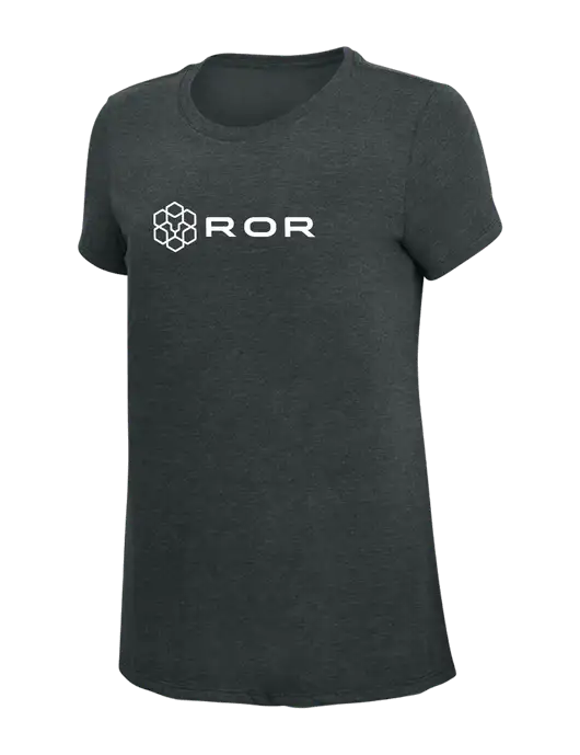 Womens Simply Soft Black Frost 4.5oz Poly/Combed Ring Spun Cotton T-Shirt w/ROR Logo
