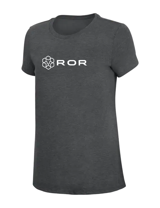 Womens Simply Soft Charcoal 4.5oz Poly/Combed Ring Spun Cotton T-Shirt w/ROR Logo