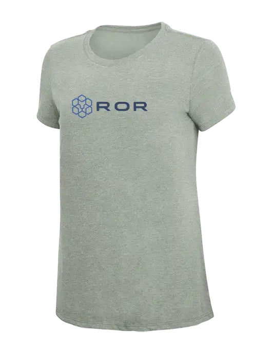 Womens Simply Soft Heathered Light Grey 4.5oz Poly/Combed Ring Spun Cotton T-Shirt w/ROR Logo