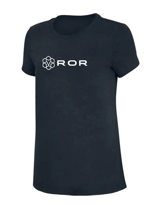 Womens Simply Soft Navy 4.5oz Poly/Combed Ring Spun Cotton T-Shirt w/ROR Logo