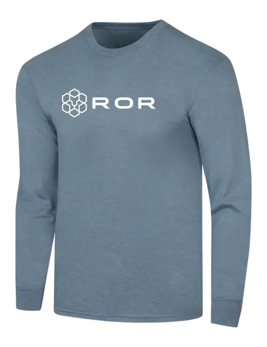 Simply Soft Long Sleeve Slate Blue Heather 4.5 oz, Poly/Combed Ring Spun Cotton T-Shirt w/ROR Logo
